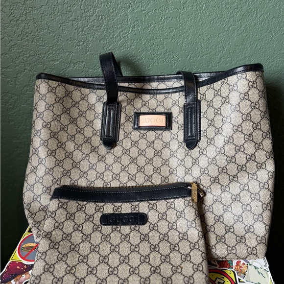 Gucci Beige and Black GG Pattern Tote - Picture 5 of 5